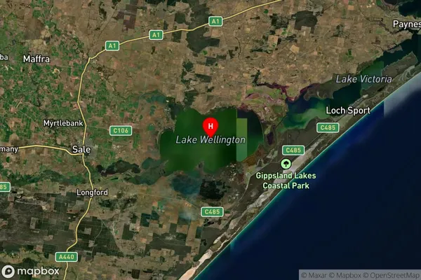 Lake Wellington,Victoria Satellite Map