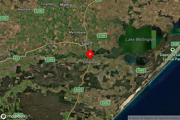 Longford,Victoria Satellite Map