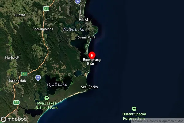 Boomerang Beach,New South Wales Satellite Map