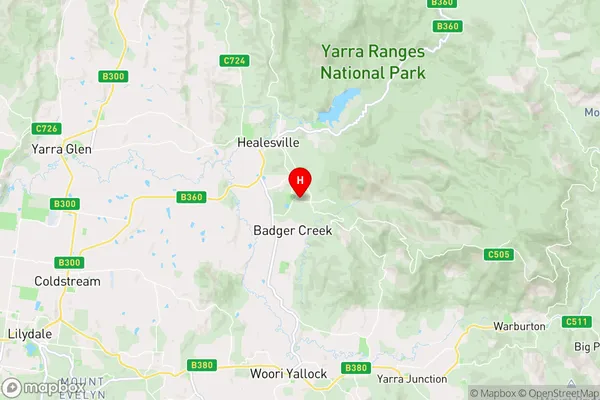 Badger Creek,Victoria Area Map