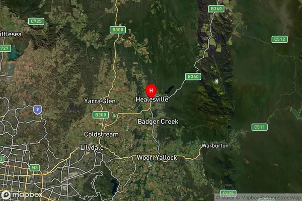 Healesville,Victoria Satellite Map