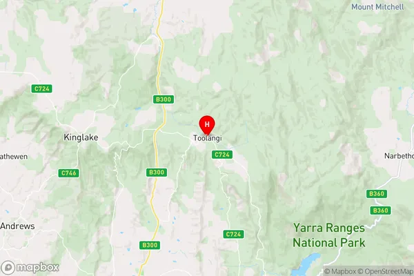 Toolangi,Victoria Area Map