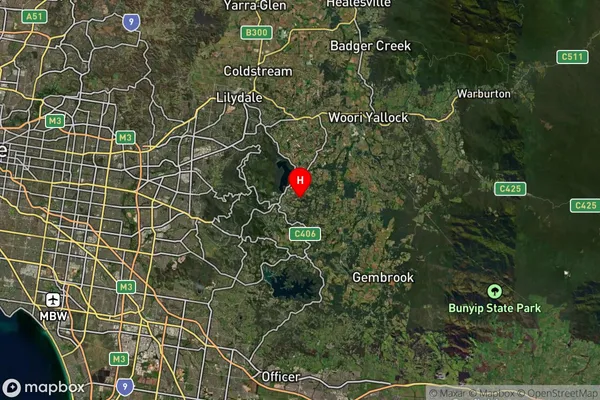 Monbulk,Victoria Satellite Map