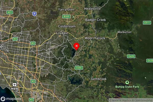 Silvan,Victoria Satellite Map