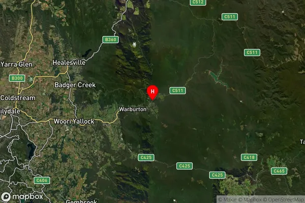 East Warburton,Victoria Satellite Map