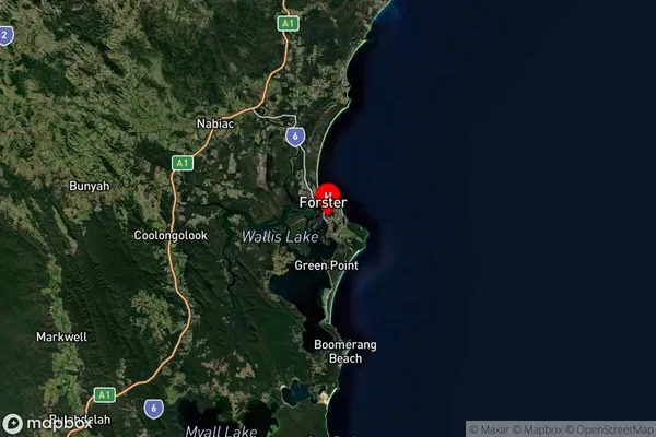 Forster Shopping Village,New South Wales Satellite Map