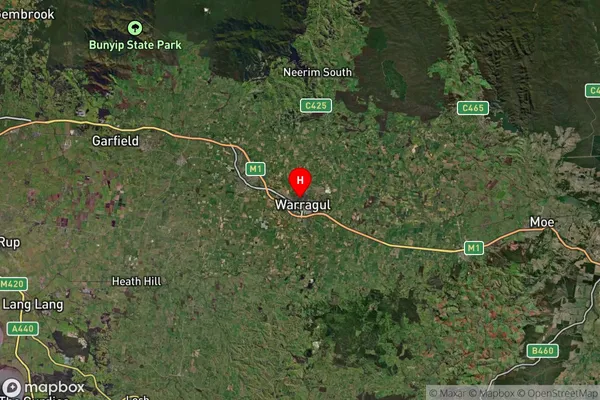 Warragul,Victoria Satellite Map