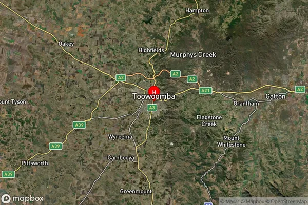 South Toowoomba,Queensland Satellite Map