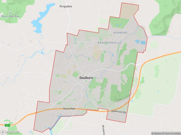 Goulburn Yass, New South Wales Polygon Area Map