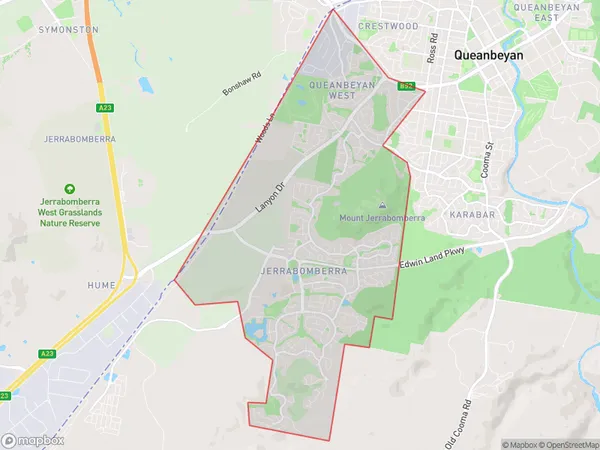 ZipCode 2619 Areas Map for Queanbeyan West - Jerrabomberra