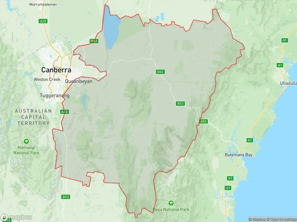 Queanbeyan, New South Wales Polygon Area Map