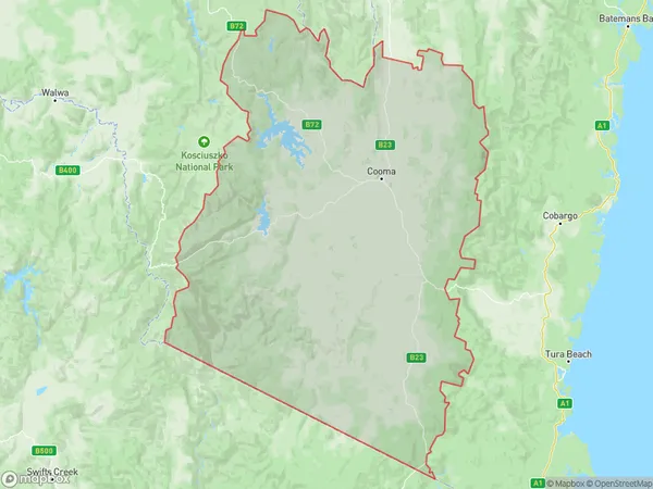 Snowy Mountains, New South Wales Polygon Area Map