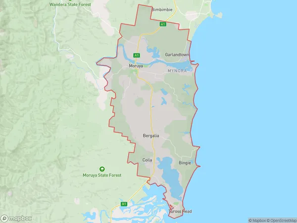 Postal Code 2537 Regions Map for Moruya - Tuross Head