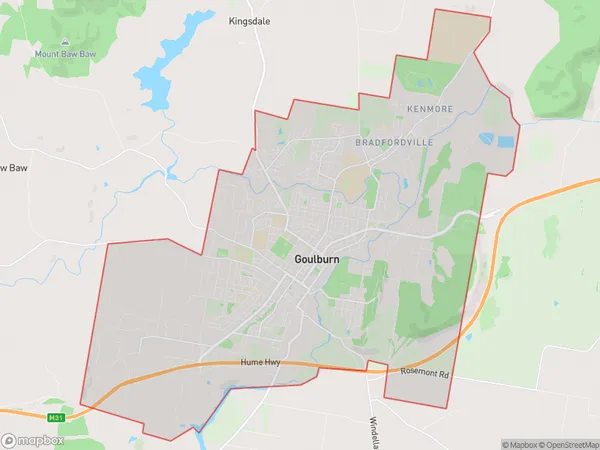 Postal Code 2580 Regions Map for Goulburn