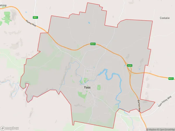 ZipCode 2582 Areas Map for Yass