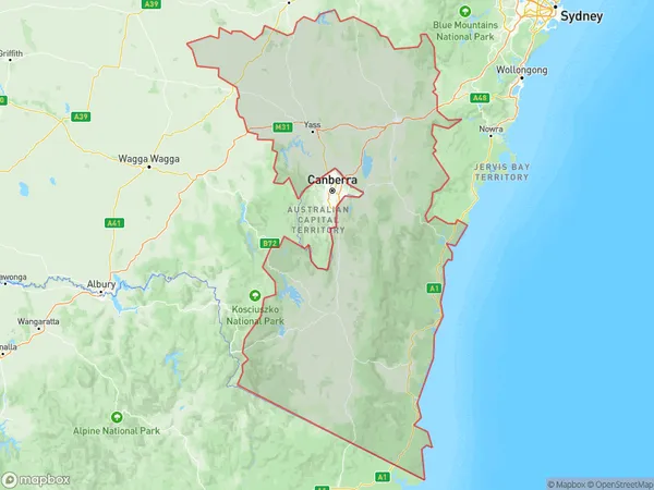 Capital Region, New South Wales Polygon Area Map