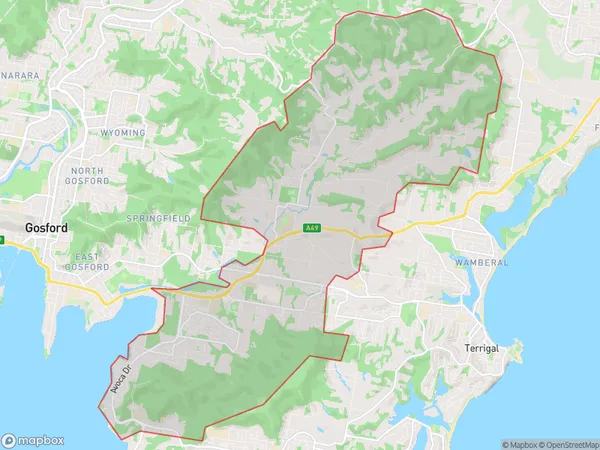 ZipCode 2260 Areas Map for Erina - Green Point