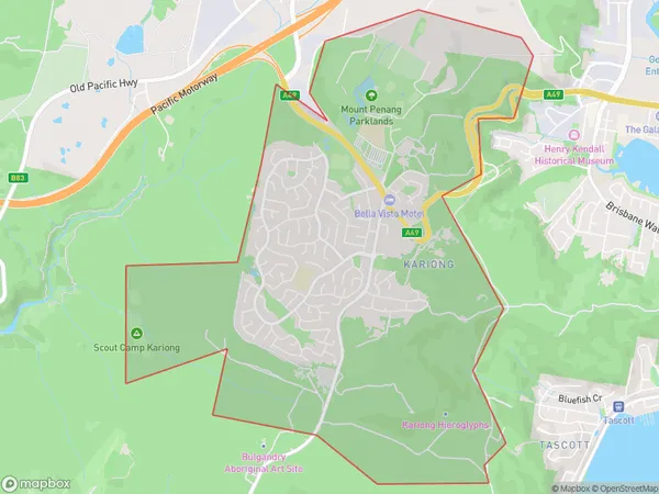 Kariong, New South Wales Polygon Area Map