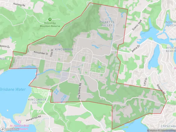 Kincumber Picketts Valley, New South Wales Polygon Area Map