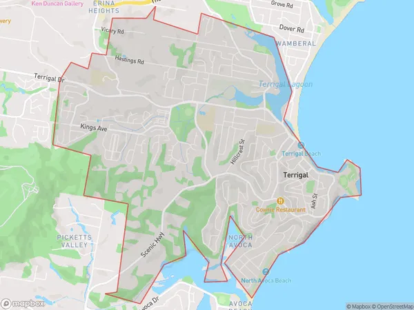 Postal Code 2260 Regions Map for Terrigal - North Avoca