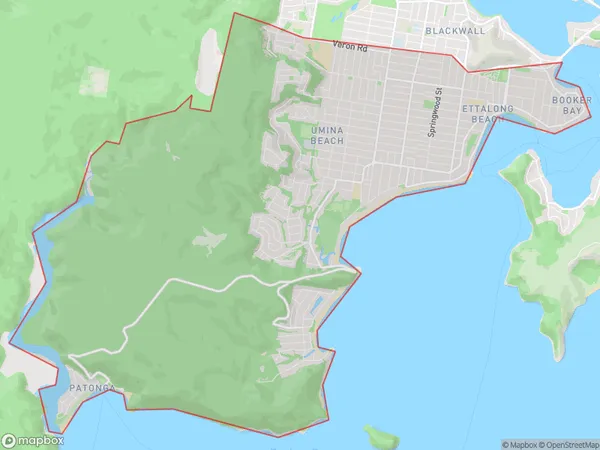 AU PostCode 2257 Suburbs Map for Umina - Booker Bay - Patonga