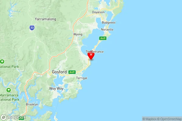 Bateau Bay Killarney Vale, New South Wales Region Map