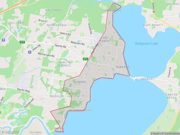 Postal Code 2263 Regions Map for Gorokan - Kanwal - Charmhaven