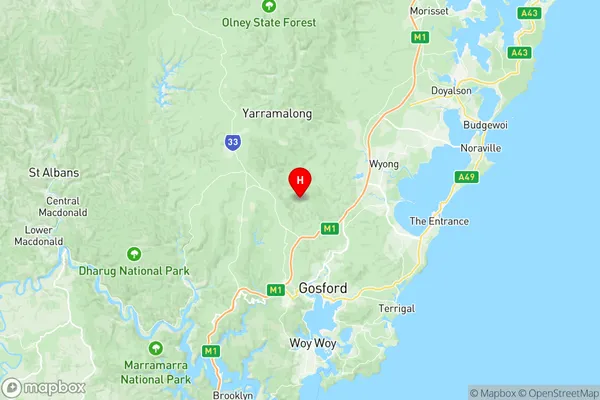 Ourimbah Fountaindale, New South Wales Region Map