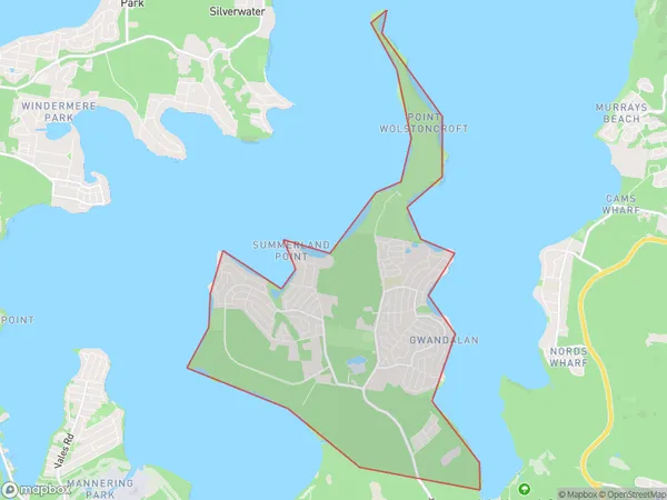 Postal Code 2259 Regions Map for Summerland Point - Gwandalan