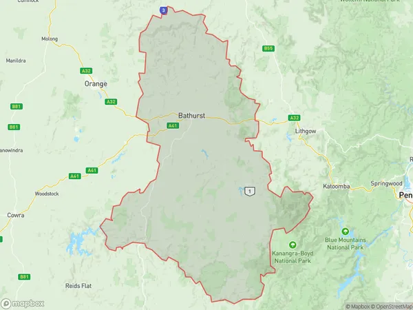 Bathurst, New South Wales Polygon Area Map