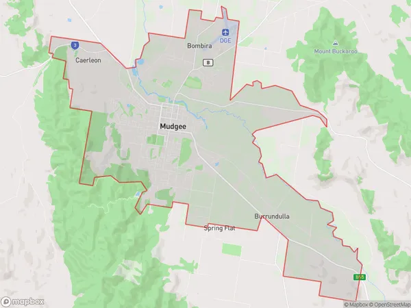 Mudgee, New South Wales Polygon Area Map