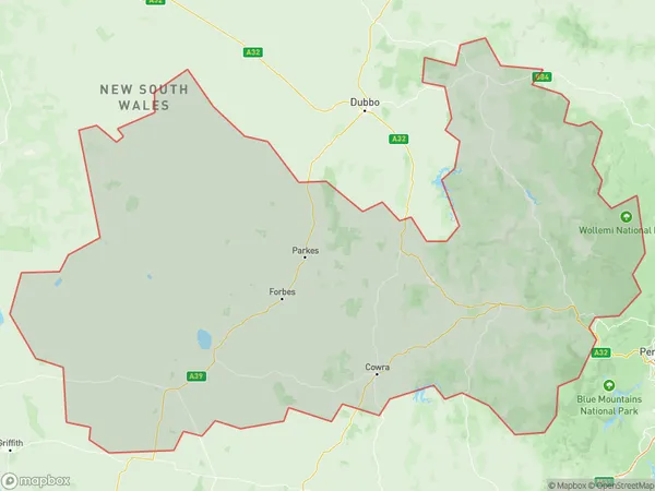 Central West, New South Wales Polygon Area Map