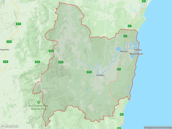 Clarence Valley, New South Wales Polygon Area Map