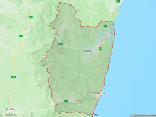 Coffs Harbour Grafton, New South Wales Polygon Area Map