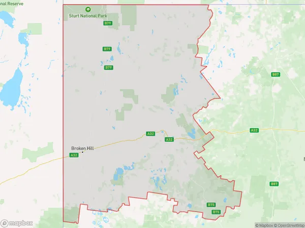 Broken Hill and Far West, New South Wales Polygon Area Map