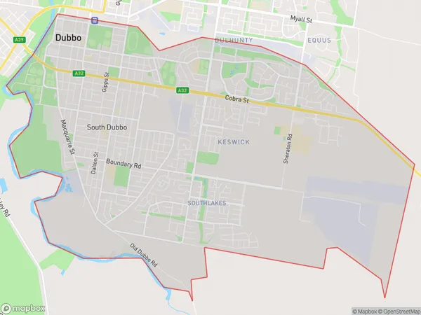 Dubbo South, New South Wales Polygon Area Map