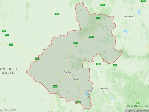 Dubbo, New South Wales Polygon Area Map