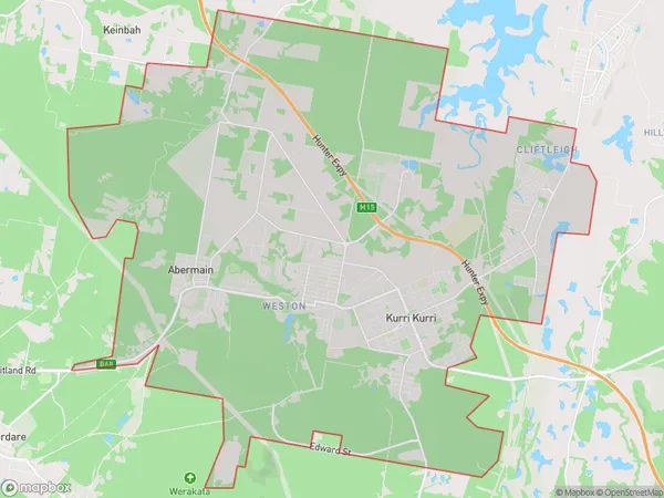 Kurri Kurri Abermain, New South Wales Polygon Area Map