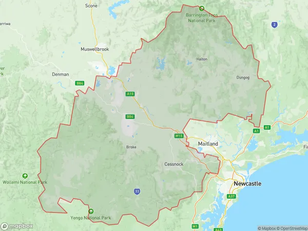 Lower Hunter, New South Wales Polygon Area Map