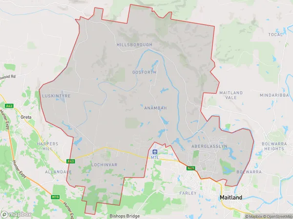 Rutherford (North) Aberglasslyn, New South Wales Polygon Area Map