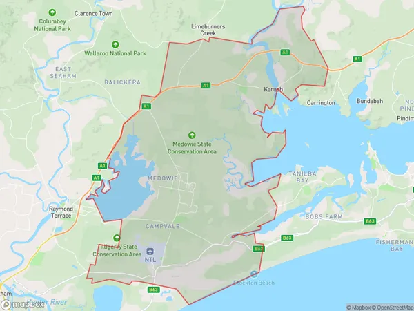 ZipCode 2318 Areas Map for Williamtown - Medowie - Karuah