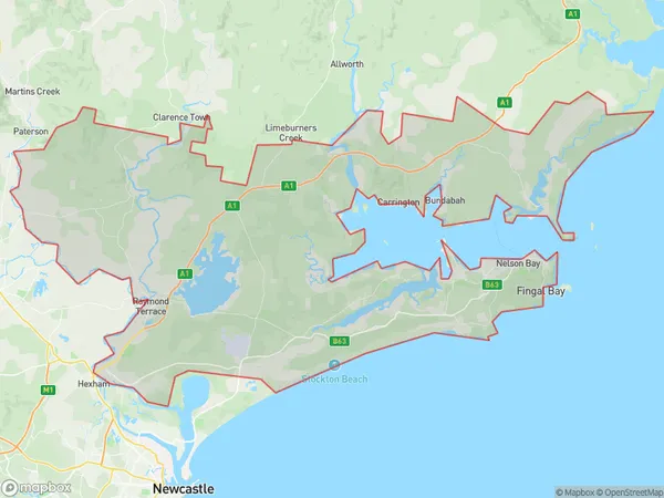 Port Stephens, New South Wales Polygon Area Map