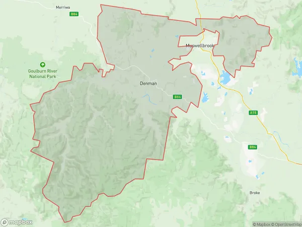 ZipCode 2328 Areas Map for Muswellbrook Region