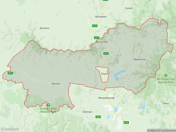 ZipCode 2336 Areas Map for Scone Region