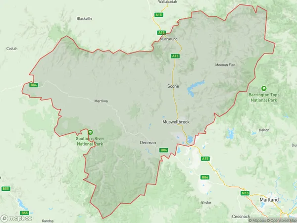 Upper Hunter, New South Wales Polygon Area Map