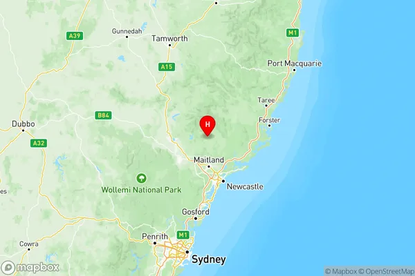 Hunter Valley exc Newcastle, New South Wales Region Map