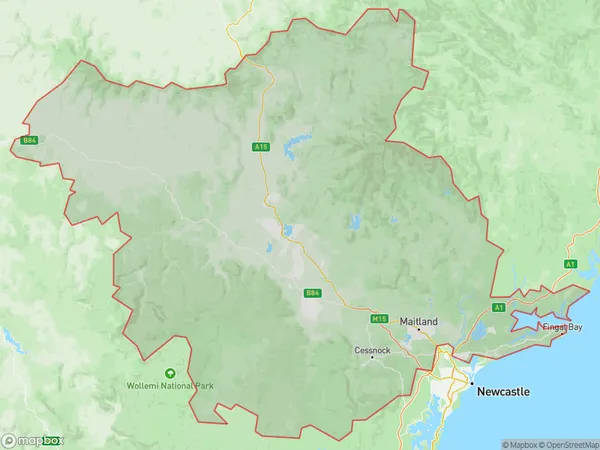 Hunter Valley exc Newcastle, New South Wales Polygon Area Map