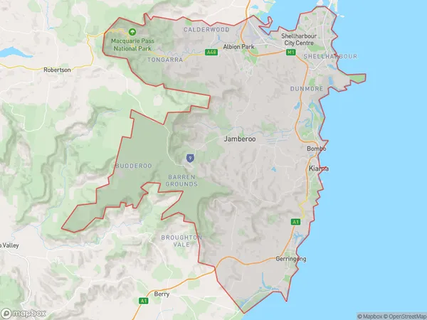 Kiama Shellharbour, New South Wales Polygon Area Map