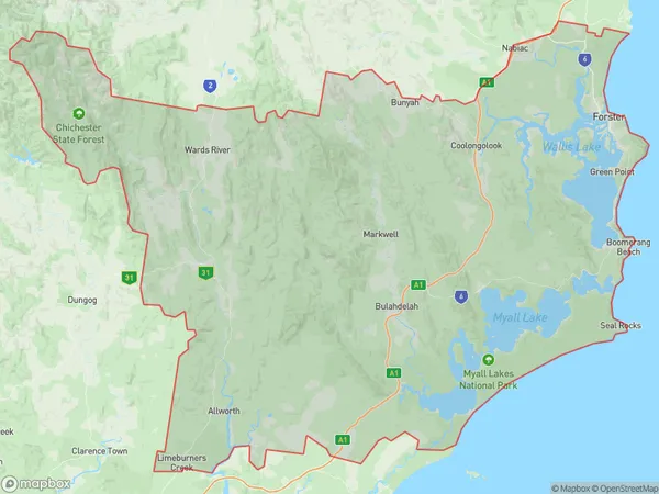 Great Lakes, New South Wales Polygon Area Map