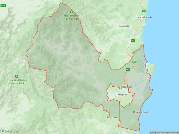 ZipCode 2440 Areas Map for Kempsey Region